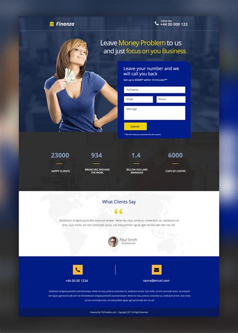 Finance and Banking Landing page Free PSD Template | PSDFreebies.com