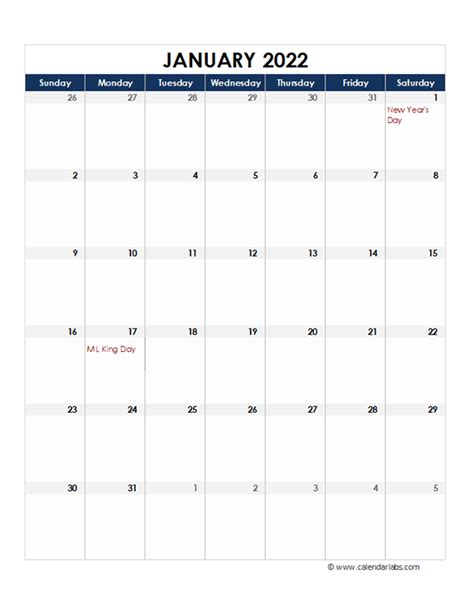 2022 Printable Calendar With Large Boxes Free Printable Templates