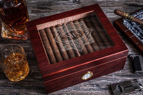 Engraved Glass Top Cigar Humidor Personalized Humidor Box Is Etsy