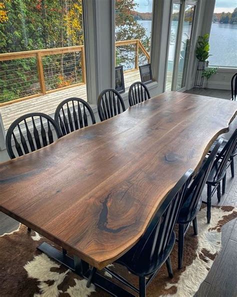 Solid Walnut Table Live Edge Dining Table Dining Table Kitchen