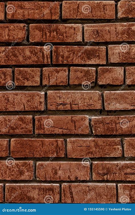 Old Red Brick Wall Rustic Texture Design Vertical Background Stock
