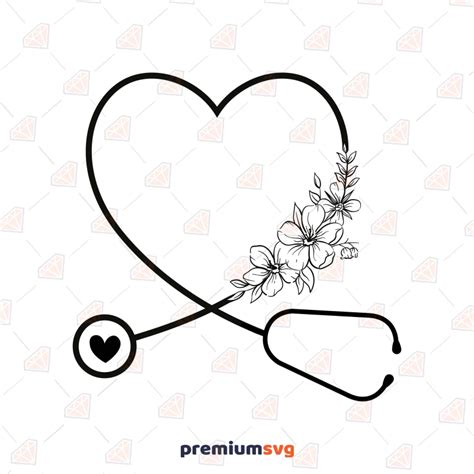 Floral Stethoscope Svg Nurse Heart Stethoscope Svg Premiumsvg