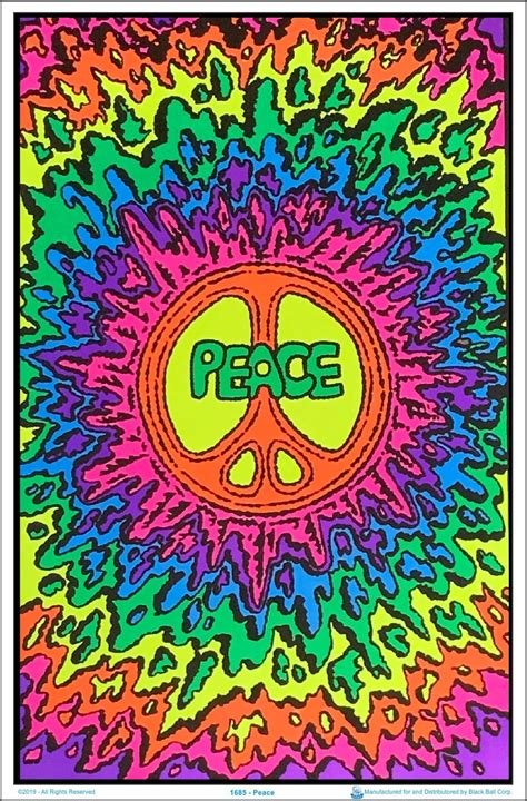 Peace Black Light Poster 23 X 35 Hippie Painting Trippy Designs