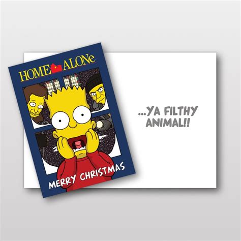 Bart Simpson X Home Alone Christmas Card Cartoon Pop Art Etsy
