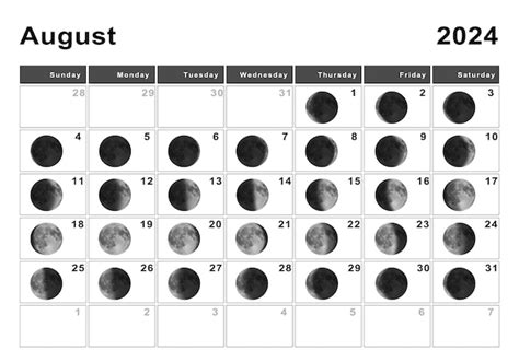 Agosto 2024 Calendario Lunar Ciclos Lunares Fases Lunares Foto Premium