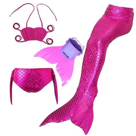 Girls Little Mermaid Tails For Swimming Cosplay Ariel Kids Swimmable