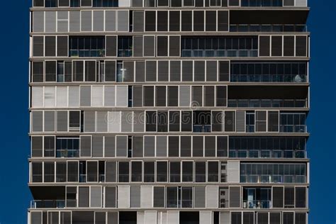 Frontal View Of A Modern Building Glass Windows Skyscrapers High Rise