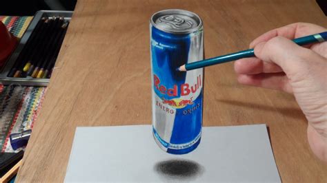 All you will need is a pencil, a pen, or a marker, as well as a sheet of paper. Drawing 3D Levitating Red Bull Can - YouTube