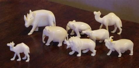Carved Indian Ivory Animal Figures Circa 1920 Ivory Oriental