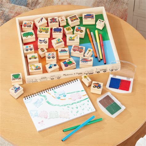 Deluxe Wooden Stamp Set Vehicles Melissa And Doug