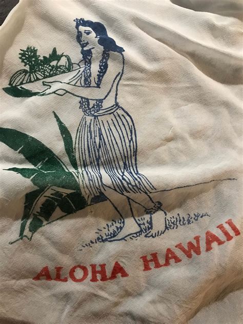 Vintage 1940s Hawaii Scarf Aloha Hawaii Scarf Wwii Era Souvenir