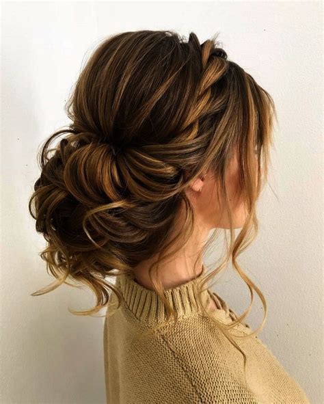 Medium length hair styled with a puff and a bun. Get this -> Wedding Hairstyles Down #visit | Braided ...