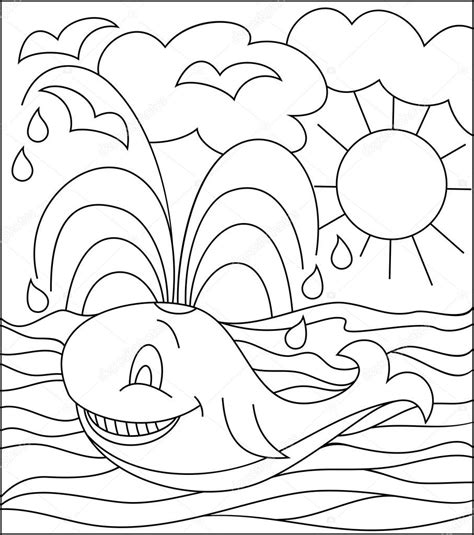 Los dibujos de ballenas para colorear que tenemos en esta sección son tan chulos que te pasarás horas pintando. Ilustración en blanco y negro de ballena para colorear ...