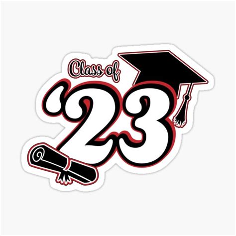 Class Of 2023 Graduation Design Red And Black Sticker For Sale By