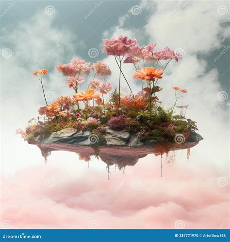 Enchanting Twilight: a Surreal Floating Island with Vibrant Dreamscapes