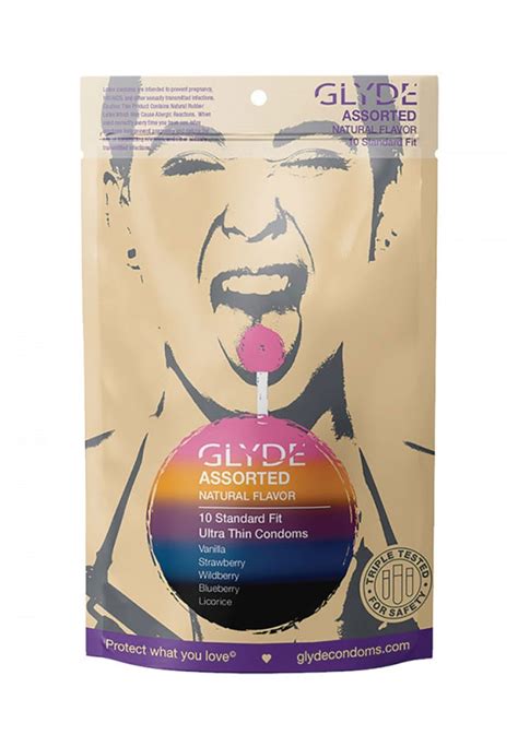 Glyde Vegan Condoms Ultra Condoms Organic Assorted Flavors 10 Count