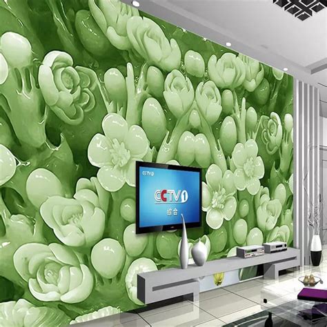 Beibehang Custom Photo Wallpaper Wall Plum Jade Carving Flower Jade