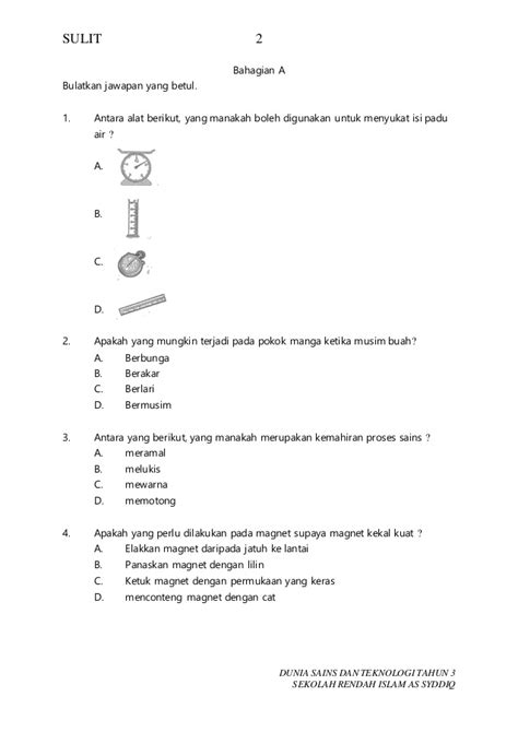 Kssr.org bagi latihan sains tahun 4. Soalan dst tahun 3 2015