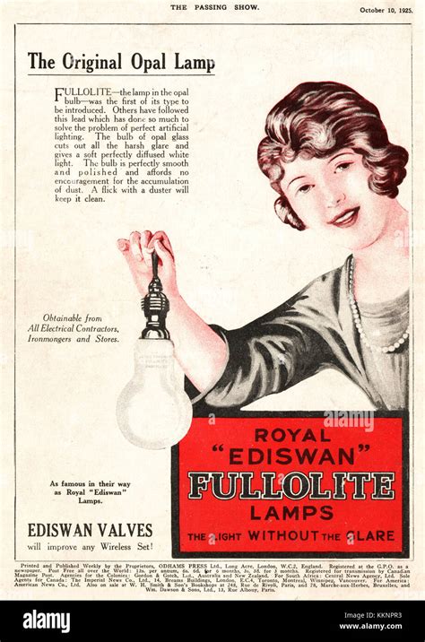 1925 Uk Magazine Ediswan Fullolite Bulbs Advert Stock Photo Alamy