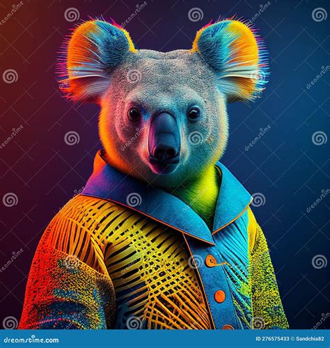 Realistic Lifelike Koala Bear In Fluorescent Electric Highlighters