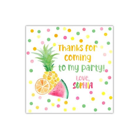 Tutti Frutti Party Stickers Twoti Fruity Party Thank You Etsy Tutti