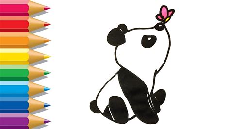 How To Draw A Cute Panda Bear Panda With Butterfly Coloring Book For