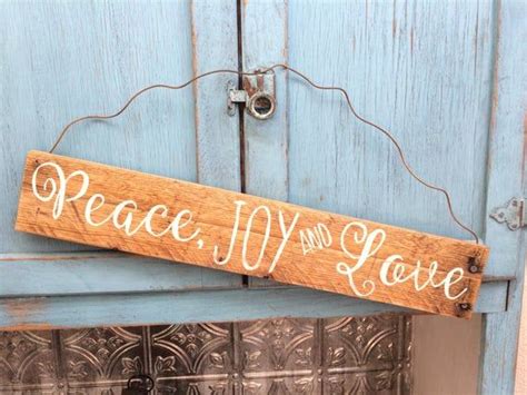 Peace Joy And Love Wood Sign Reclaimed Wood Wall Hanging Etsy Love