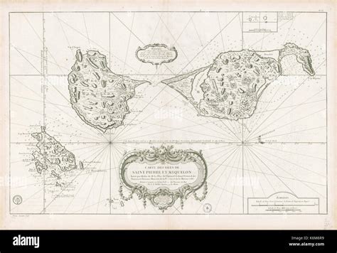 Carte Des Isles De Saint Pierre Et Miquelon Levee 1763 Photo Stock