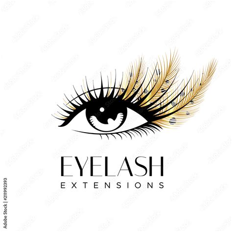 Eyelash Extension Logo Makeup With Golden Feathers Vector