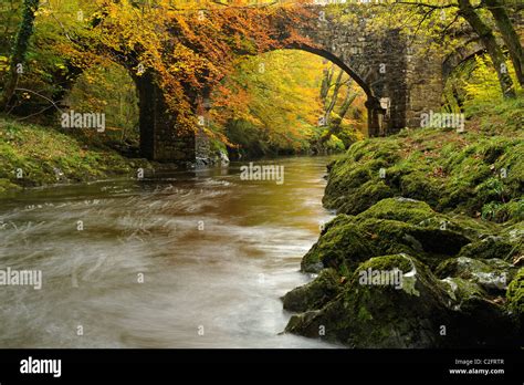 The River Dart Flowing Under Holne Bridge Devon Stock Photo Alamy