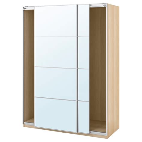 Sliding doors, height 201 cm. PAX Wardrobe with sliding doors - white stained oak effect ...