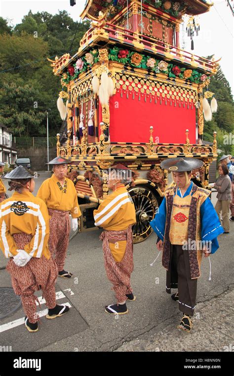 Japan U Takayama Festival Procession Float Yatai People Stock