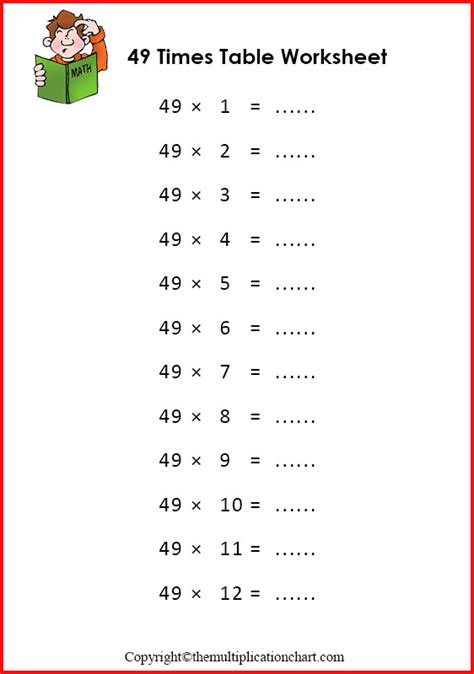 49 Times Table Chart Printable 49 Multiplication Table