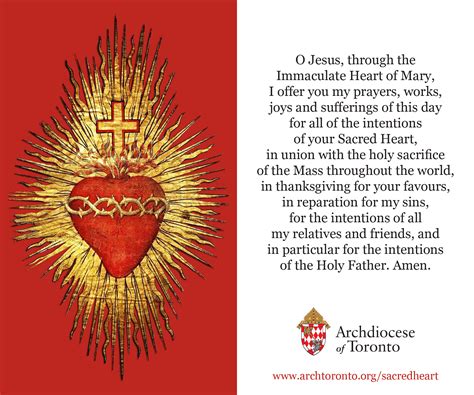 Archdiocese Of Toronto Sacred Heart Of Jesus Prayer Card