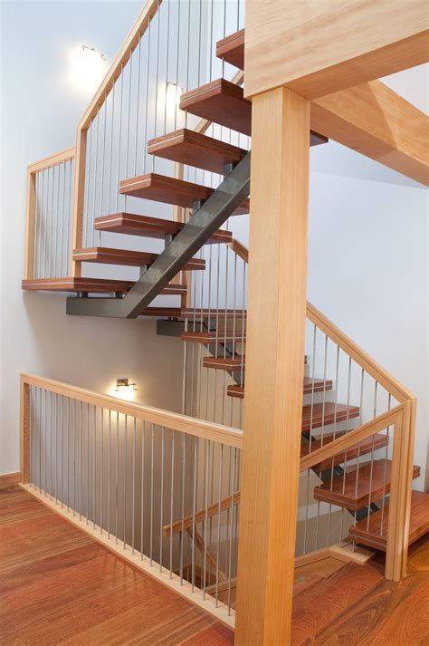 Mono Stringer Stairs With Floating Wood Treads Pinnacle Fire Rebuild