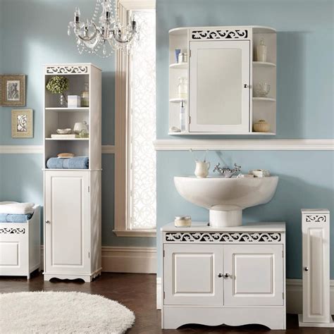 Opt for elite and luxuriously designed tall bathroom cabinet from alibaba.com to add a touch of elegance to your interior decorations. Mountrose Scroll Tall Bathroom Cabinet in White | Furniture123
