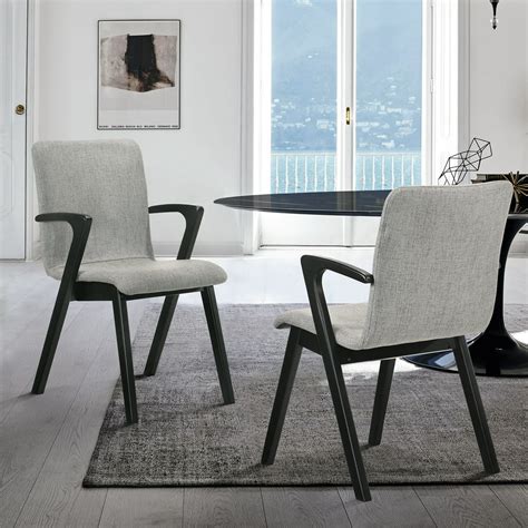 Varde Mid Century Modern Dining Accent Chair With Black Finish And Grey