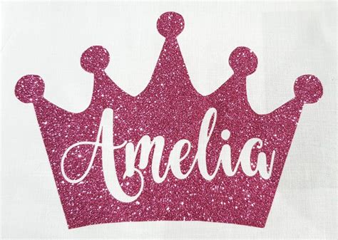 Personalised Princess Crown Glitter Iron On Transfer