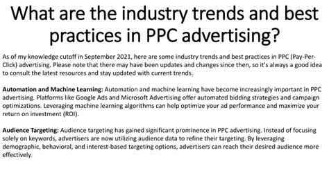 Ppt What Are The Industry Trends And Best Practices In Ppc