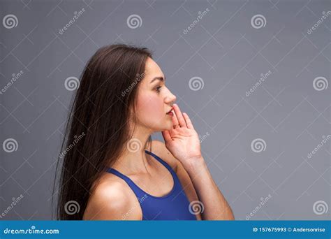 Close Up Screaming Brunette Woman Stock Image Image Of People Face