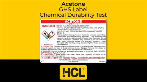 Acetone Ghs Label Chemical Durability Test Hcl Labels Youtube