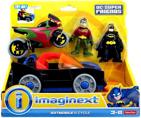 Batman Imaginext Batmobile And Cycle 3 Inch Figure Set With Batman And