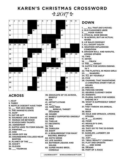 Free Holiday Crossword Puzzles Printable Printable Templates