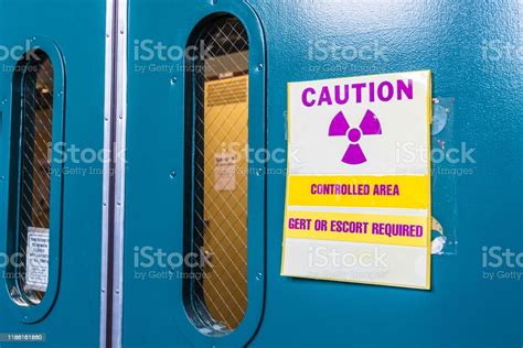 Ionizing Radiation Warning Symbol Displayed At The Entrance To A
