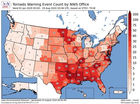The Total Tornado Warnings Issued By Nws Office So Far This Year Across
