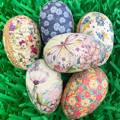 Decoupage Papier Mâché Easter Eggs