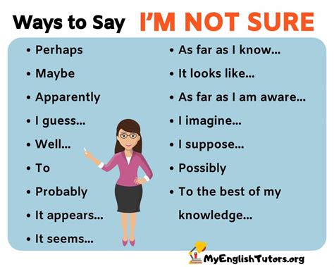 16 Alternative Ways To Say Im Not Sure My English Tutors Learn English Words English