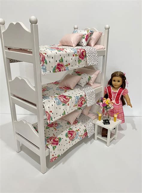 american girl doll furniture white triple bunk bed with etsy
