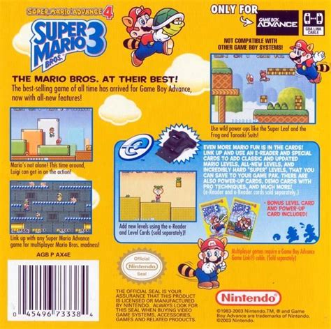 Super Mario Advance 4 Super Mario Bros 3 Box Shot For Game Boy