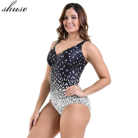 Shuse Sexy One Piece Swimsuit Women Plus Size 6xl Swimwear Femme Monokini Bodysuit Beachwear